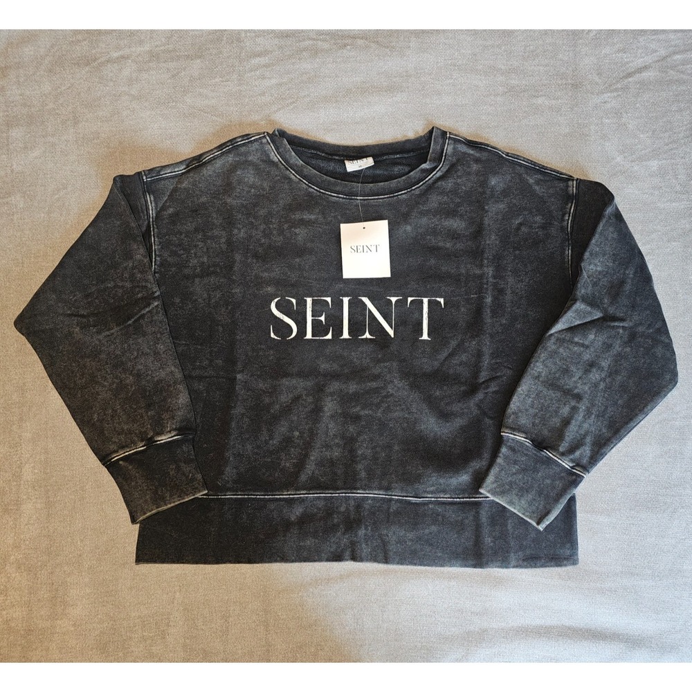 Seint Beauty Cropped Acid Wash Crewneck Medium Womens Sweatshirt NWT